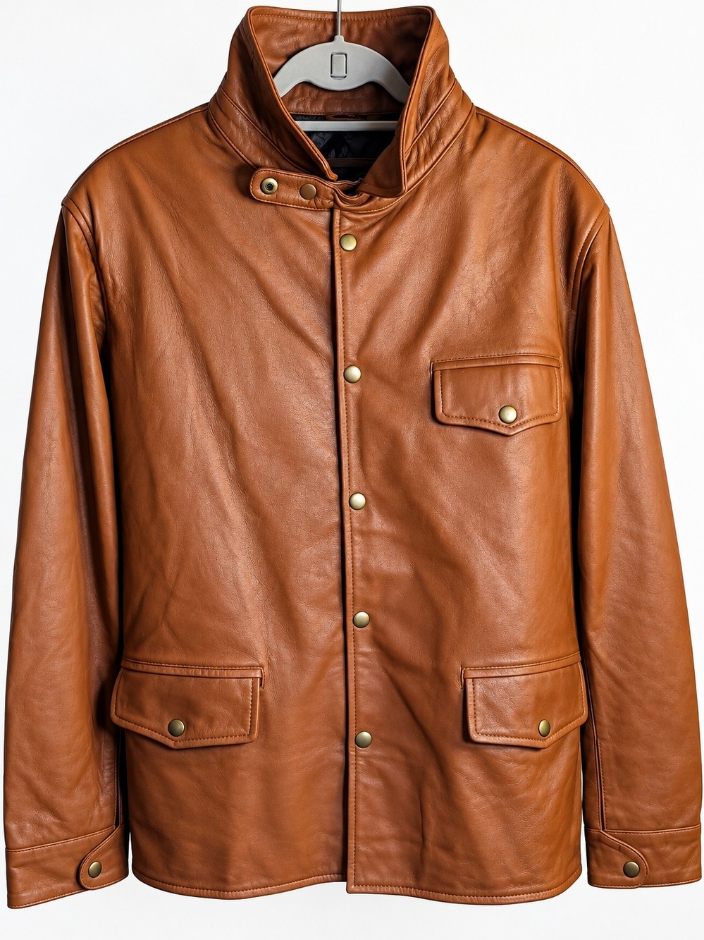 Men’s Genuine Real Leather Tan Brown Jacket Size XL